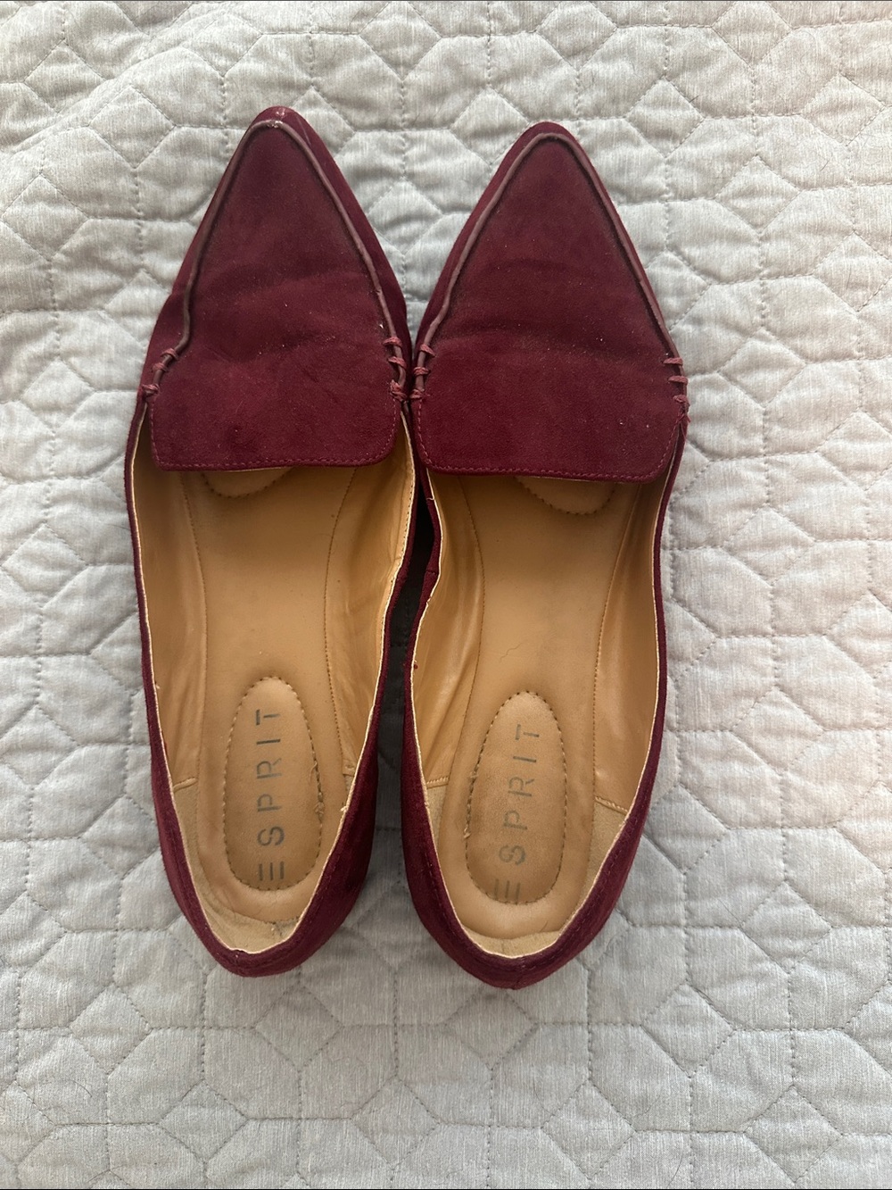 Esprit Women's Wine Suede Pointed Toe Flats